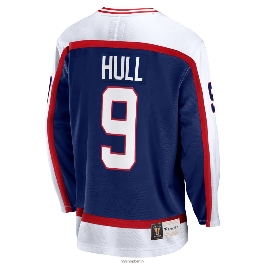 Männer NHL Winnipeg Jets Bobby Hull Fanatics-Trikot für ausgeschiedene Spieler in Marineblau mit Breakaway-Logo Kleidung BF680T763