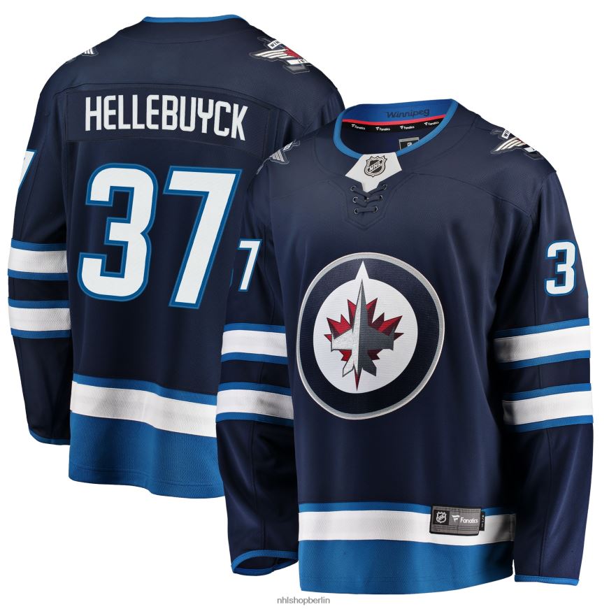 Männer NHL Winnipeg Jets Connor Hellebuyck Fanatics Branded Navy Breakaway Replika-Trikot Kleidung BF680T2017