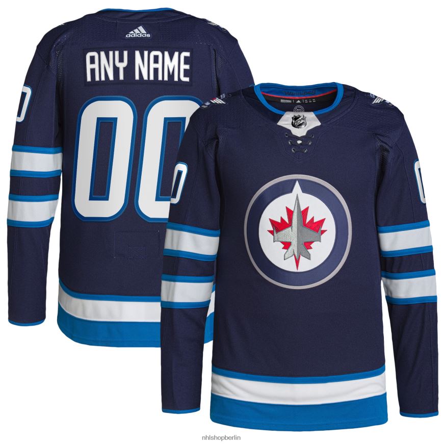 Männer NHL Winnipeg Jets adidas Navy Home Authentic Pro Custom Trikot Kleidung BF680T2391