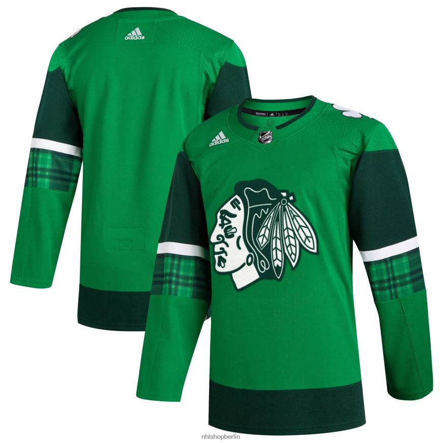 Männer NHL adidas chicago blackhawks kelly green 2023 st Patricks Day Primegreen authentisches Trikot Kleidung BF680T572