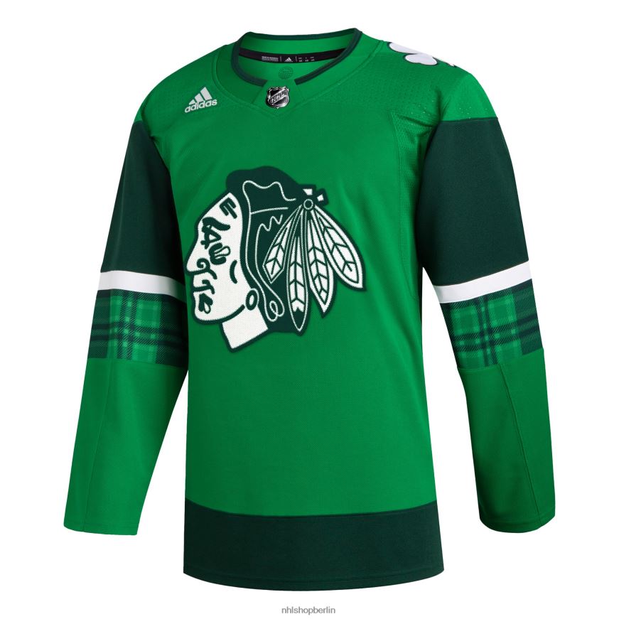 Männer NHL adidas chicago blackhawks kelly green 2023 st Patrick\s Day Primegreen authentisches Trikot Kleidung BF680T572