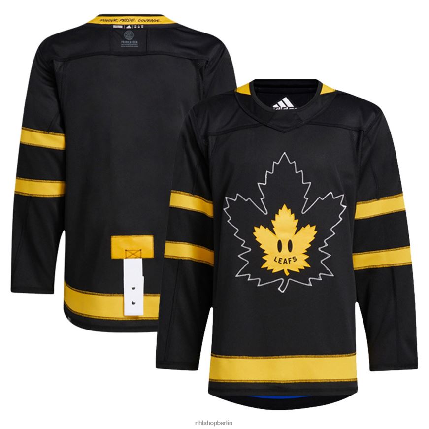 Männer NHL adidas schwarzes authentisches Toronto Maple Leafs x Draw House alternatives individuelles Trikot Kleidung BF680T2380