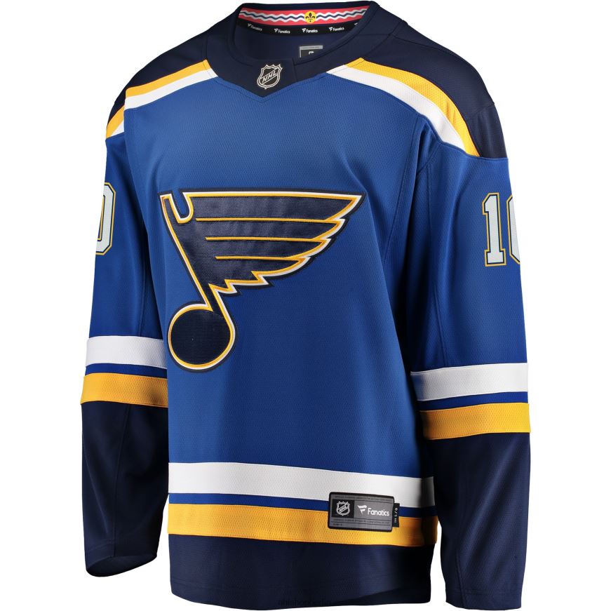 Männer NHL st Blaues Breakaway-Spielertrikot mit Fanatics-Logo der Louis Blues Brayden Schenn Kleidung BF680T1019