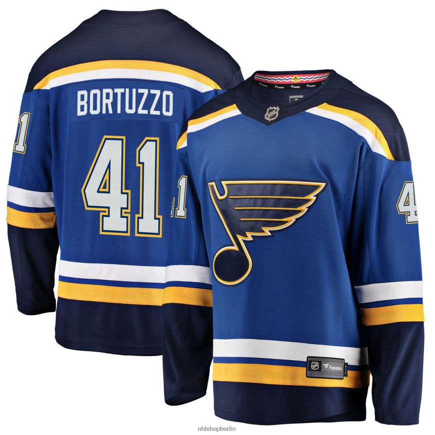 Männer NHL st Blaues Breakaway-Spielertrikot mit Louis Blues Robert Bortuzzo Fanatics-Logo Kleidung BF680T1565