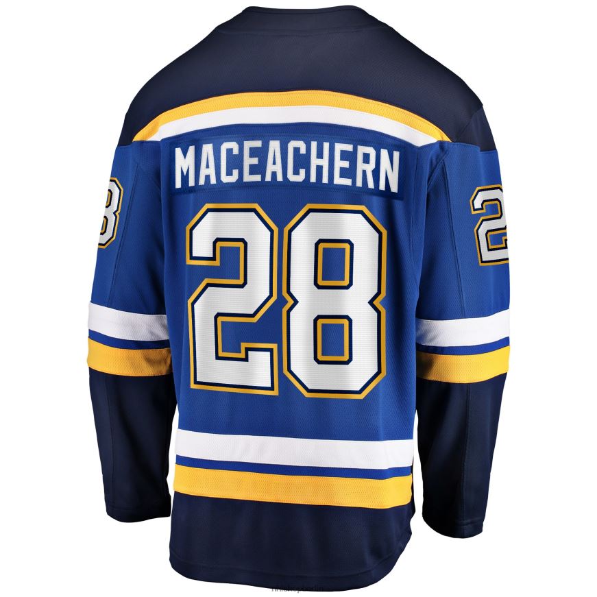 Männer NHL st Blaues Heim-Ausreißer-Spielertrikot mit Louis Blues Mackenzie Maceachern Fanatics-Logo Kleidung BF680T1935