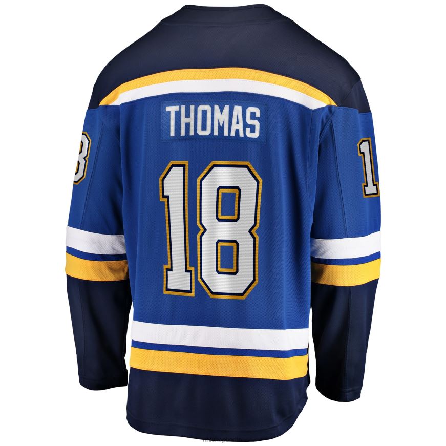 Männer NHL st Blaues Heim-Ausreißer-Spielertrikot mit Louis Blues Robert Thomas Fanatics-Logo Kleidung BF680T491