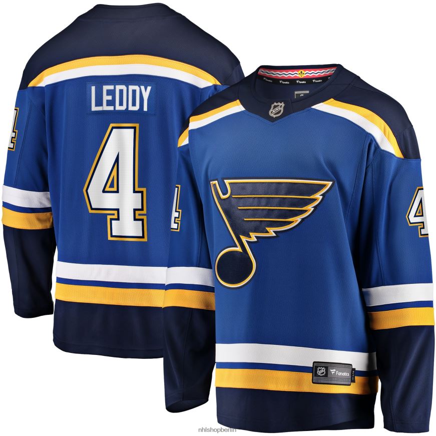 Männer NHL st Blaues Heim-Ausreißertrikot mit Fanatics-Logo der Louis Blues Nick Leddy Kleidung BF680T1664