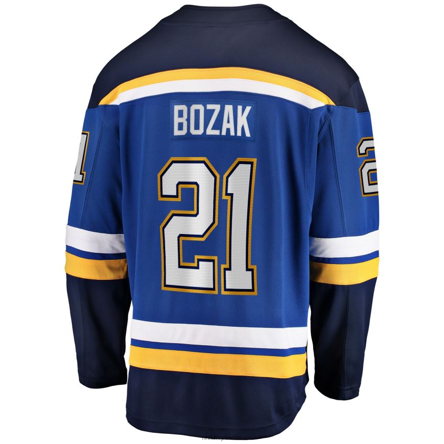 Männer NHL st Blaues Heim-Ausreißertrikot mit Fanatics-Logo der Louis Blues Tyler Bozak Kleidung BF680T2356