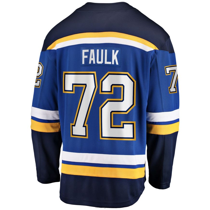 Männer NHL st Blaues Heim-Ausreißertrikot mit Fanatics-Logo der Louis Blues und Justin Faulk Kleidung BF680T973