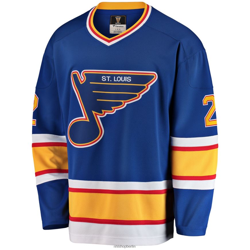 Männer NHL st Blaues Premier-Breakaway-Trikot für ausgeschiedene Spieler mit Louis Blues-Fanatiker-Logo und Al-Macinnis-Logo Kleidung BF680T715