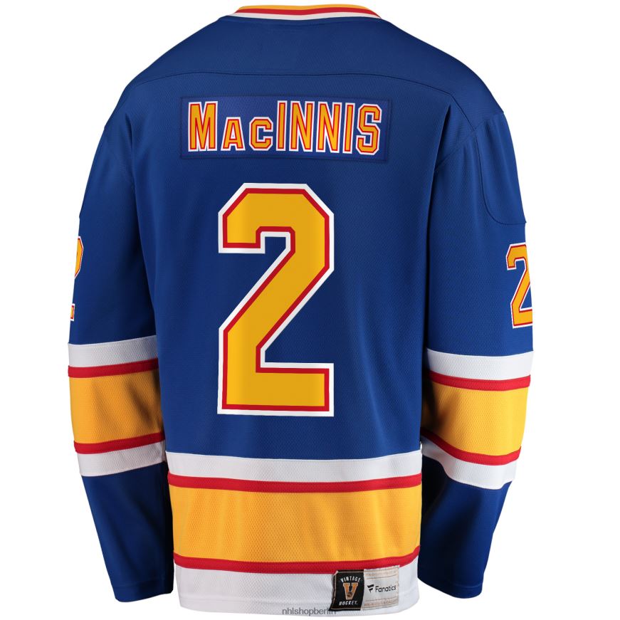 Männer NHL st Blaues Premier-Breakaway-Trikot für ausgeschiedene Spieler mit Louis Blues-Fanatiker-Logo und Al-Macinnis-Logo Kleidung BF680T715