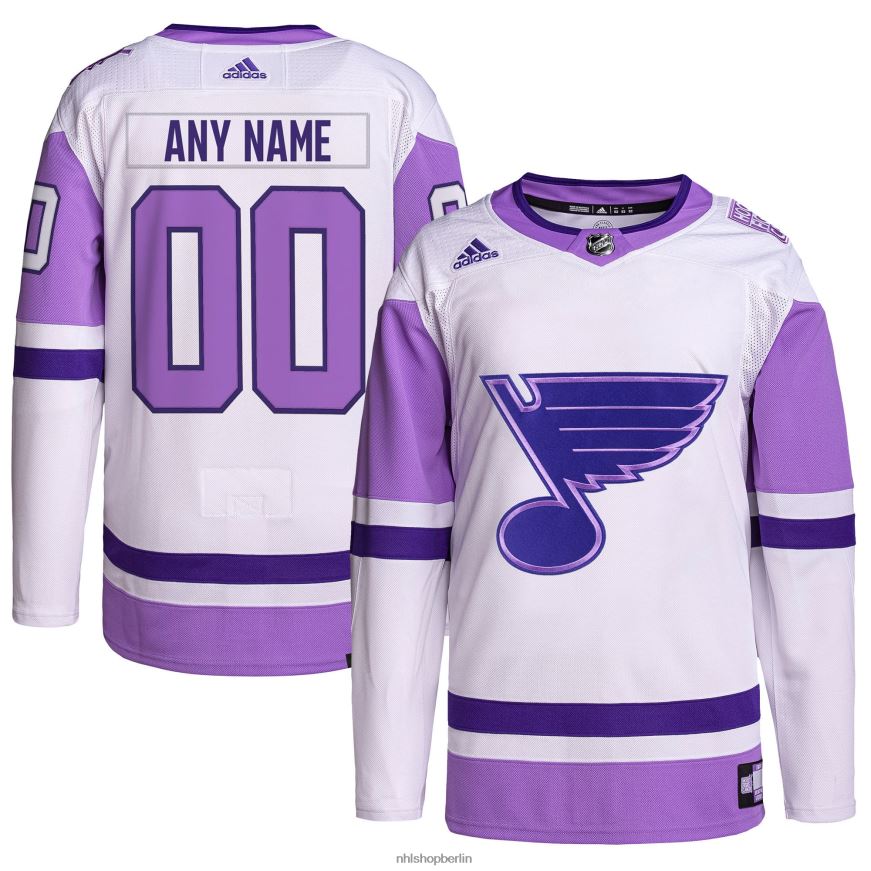 Männer NHL st Louis Blues Adidas weiß/lila Hockey bekämpft Krebs Primegreen authentisches individuelles Trikot Kleidung BF680T1937