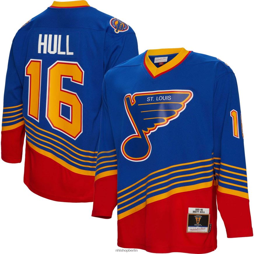 Männer NHL st Louis Blues Brett Hull Mitchell  Ness Blue 1995 Blue Line Spielertrikot Kleidung BF680T720