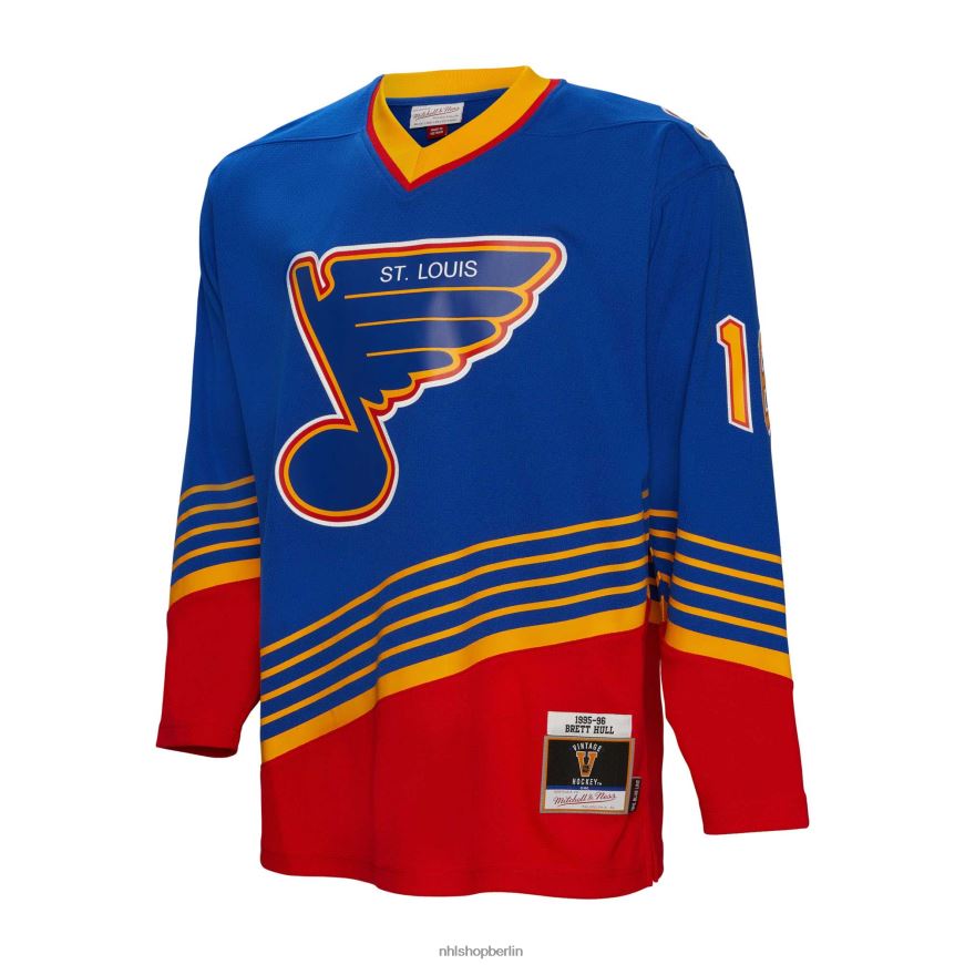 Männer NHL st Louis Blues Brett Hull Mitchell  Ness Blue 1995 Blue Line Spielertrikot Kleidung BF680T720