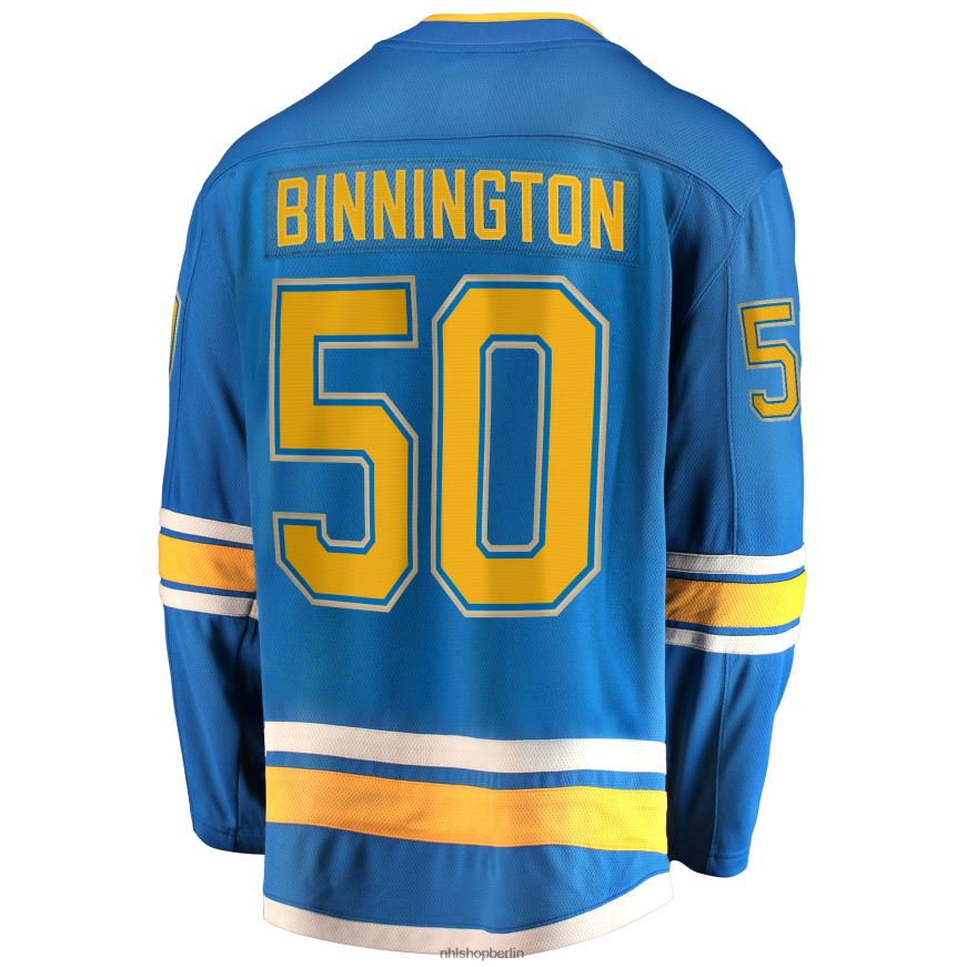 Männer NHL st Louis Blues Jordan Binnington Fanatics Branded Blue 2018/19 Alternative Premier Breakaway Player Trikot Kleidung BF680T824