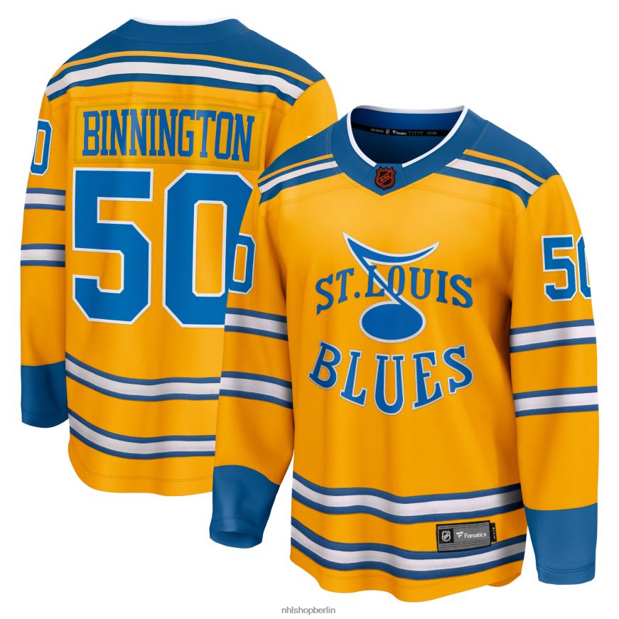 Männer NHL st Louis Blues Jordan Binnington Fanatics gebrandetes gelbes Special Edition 20 Breakaway-Spielertrikot Kleidung BF680T1177