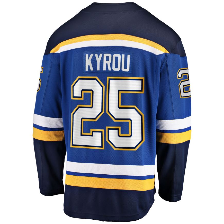 Männer NHL st Louis Blues Jordan Kyrou Fanatics-gebrandetes blaues Heimteam-Ausreißertrikot Kleidung BF680T460