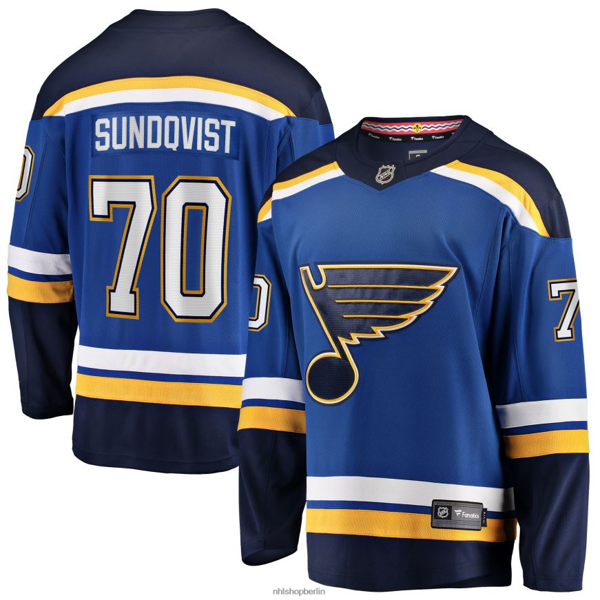 Männer NHL st Louis Blues Oskar Sundqvist Fanatics-gebrandetes blaues Home-Breakaway-Spielertrikot Kleidung BF680T2194