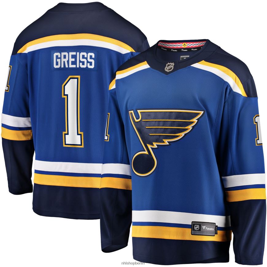 Männer NHL st Louis Blues Thomas Greiss Fanatics-gebrandetes blaues Home-Breakaway-Spielertrikot Kleidung BF680T2267