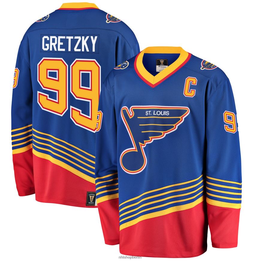 Männer NHL st Louis Blues Wayne Gretzky Fanatics gebrandetes blaues Premier Breakaway-Spielertrikot im Ruhestand Kleidung BF680T157