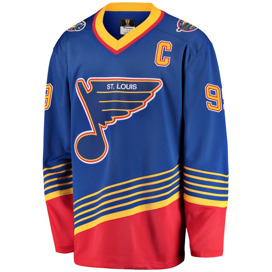 Männer NHL st Louis Blues Wayne Gretzky Fanatics gebrandetes blaues Premier Breakaway-Spielertrikot im Ruhestand Kleidung BF680T157