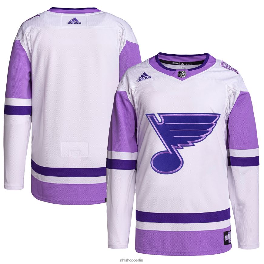 Männer NHL st Louis Blues adidas weiß/lila Hockey bekämpft Krebs Primegreen authentisches Blanko-Trainingstrikot Kleidung BF680T1247