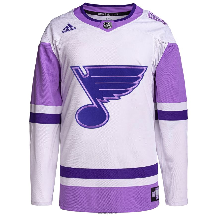 Männer NHL st Louis Blues adidas weiß/lila Hockey bekämpft Krebs Primegreen authentisches Blanko-Trainingstrikot Kleidung BF680T1247