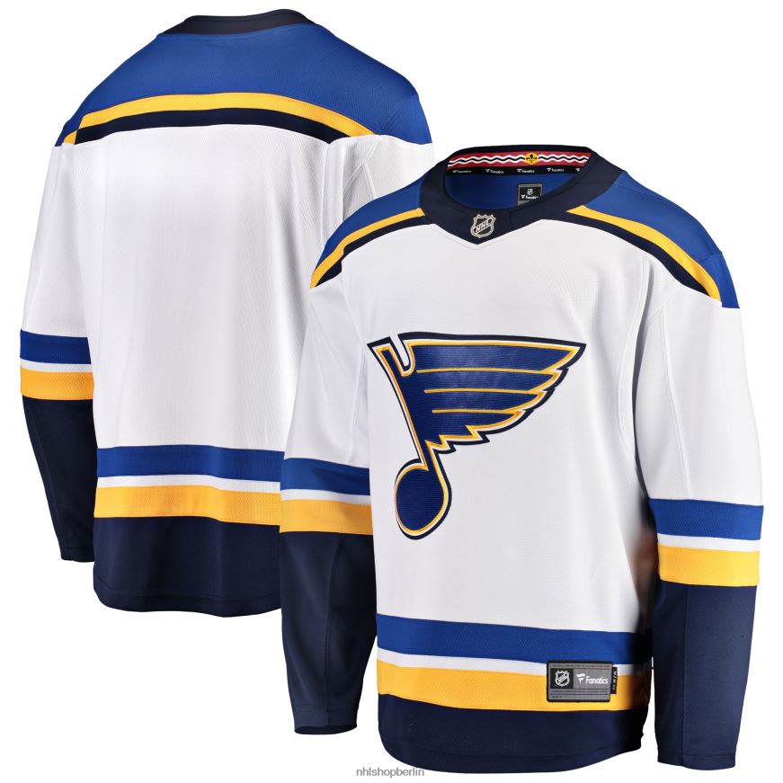 Männer NHL st Weißes Breakaway-Auswärtstrikot mit Louis Blues Fanatics-Logo Kleidung BF680T1772